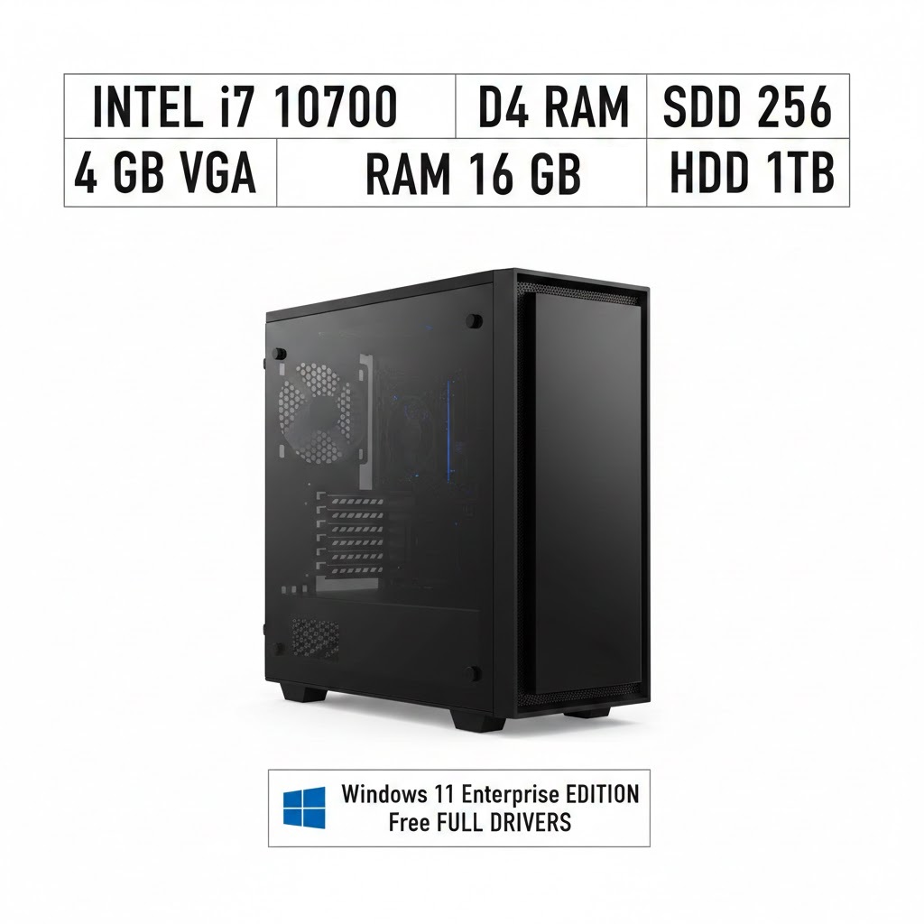 قیمت و خرید کامپیوتر کامل با پردازنده i7 10700 و رم 16D4 و گرافیگ 4گیگ و SSD 256 و HDD 1TB