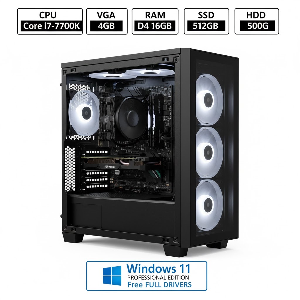 کامپیوتر کامل حرفه ای i7-7700 با رم 16گیگ و گرافیک 4 گیگ - گیمینگ