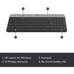 کیبورد و ماوس بیسیم لاجیتک مدل MK470، سوییچ ممبران، Full-Size - رنگ مشکی